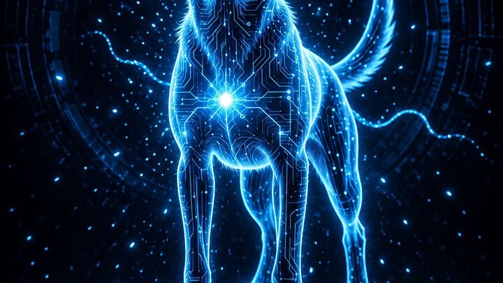 Neon Cyber Dog Guardian