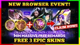 GET 3 FREE EPIC SKINS IN NEW BROWSER EVENT /100TH HERO (Claim It Now) - MLBB