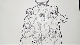 Drawing Six Pain Akatsuki | Leader of Akatsuki | Naruto Shippuden