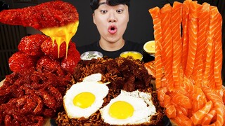 ASMR MUKBANG 직접 만든 양념 치킨먹방! 스테이크 짜파게티 레시피 & 먹방 FRIED CHICKEN AND BLACK BEAN NOODLES EATING SOUND!