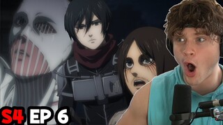 EREN VS WARHAMMER TITAN! || MIKASA SAVES EREN! || Attack on Titan Season 4 Episode 6 Reaction