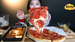 Bánh gạo cay, pizza xúc xích xông khói đầy phô mai 6 #amthuc
