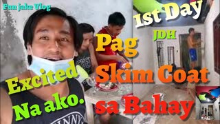 Pag Skim Coat sa Bahay 1st Day | NHA Pabahay / Pinugay Baras Rizal / Jake Vlog