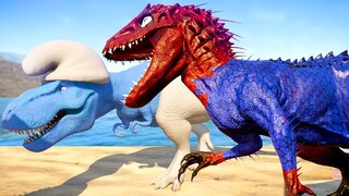 T-REX COLOR PACK vs SPIDERMAN INDOMINUS REX vs VENOM CARNOTAURUS vs SMURF T-REX