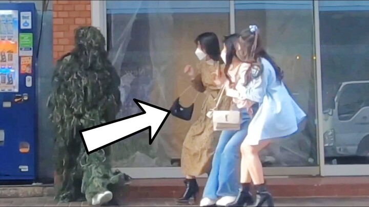Bushman prank cute bunch of Japanese teens yell so loud 😂 #funny #bushman #prank