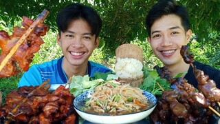 กินส้มตำตับย่าง ไก่ย่างตูดย่าง พร้อมข้าวเหนียวผักกาดดำแซ่บขนาด