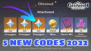 5 NEW CNY CODES + Guaranteed 500 PRIMOGEMS | Genshin Impact 2022