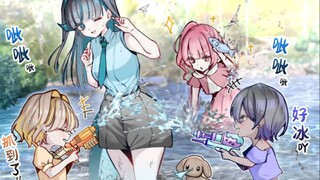 在河边戏水的龙女护卫和大小姐