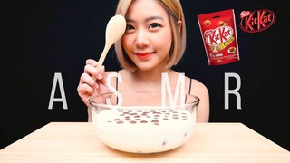 ASMR คิทแคท+นม | ASMR KITKAT CHOCOLATE BITES & MILK (CRUNCHY SOUNDS) | ASMR 킷캣 초콜릿 MUKBANG | FAHASMR