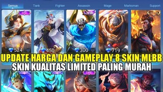 UPDATE HARGA DAN GAMEPLAY 8 SKIN TERBARU MOBILE LEGENDS! SKIN KUALITAS LIMITED PALING MURAH 2023