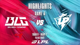 BLG vs UP | Highlights - Game 3 | Tuần 9 Ngày 1 | LPL Mùa Xuân 2022