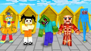 Monster School : Squid Game Doll x Fnaf Freddy x Baby Zombie Attack Titan - Minecraft Animation