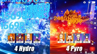 Childe 4 Hydro vs Yoimiya 4 Pyro Characters 2.2 Floor 12 9 Star - No Elemental Reactions