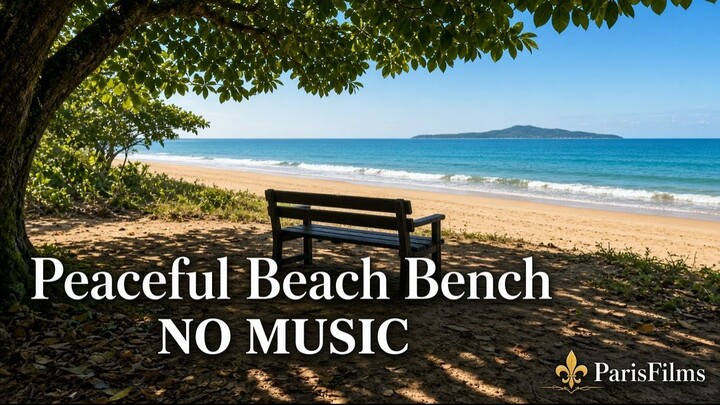 Peaceful Beach Bench | NO MUSIC | Calm Ocean View for Sleep & Study
