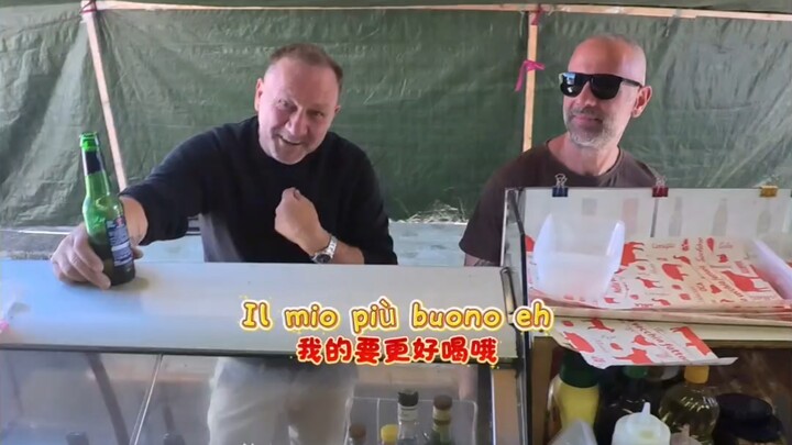 Setting up a stall to sell Chinese food in Italy, and splurging to pay cash for a brand-new canopy.