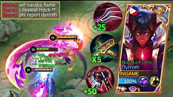 MOONTON THANK YOU FOR NEW DYRROTH NARAKA FLAME + NEW LIFESTEAL HACK BUILD!🤯( EA