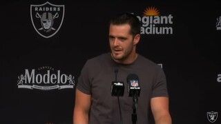 Derek Carr (2 TD, 252 Yds) reacts to Cardinals beat Raiders on Byron Murphy fumble return in OT