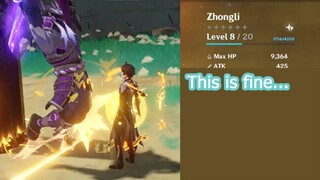 How strong is Zhongli's shield at low level? | Genshin Impact