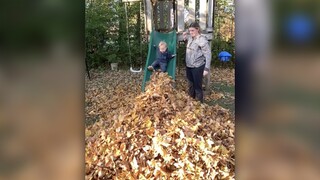 第一次树叶堆滑行就以失败告终了