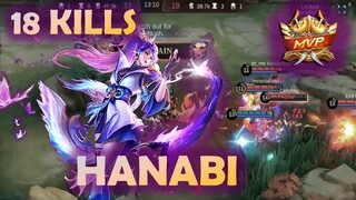 HANABI MOBILE LEGENDS GAMEPLAY ~ 18 KILLS ~ BEST BUILD / ROTATION / SET