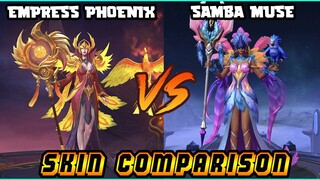 PHARSA SAMBA MUSE SPECIAL SKIN EFFECTS VS. EMPRESS PHOENIX SKIN - MLBB SKIN COMPARISON SERIES