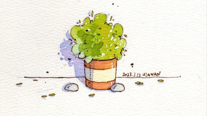 Brush Pen and Wash – How to Draw a Pot of Grass Well