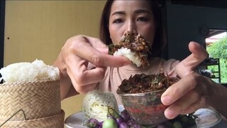 อาหารบ้านๆ|กินข้าวกับเเจ่วกุ้งแซ่บๆเผ็ดๆ|กินเเซ่บ แบบบ้านๆ