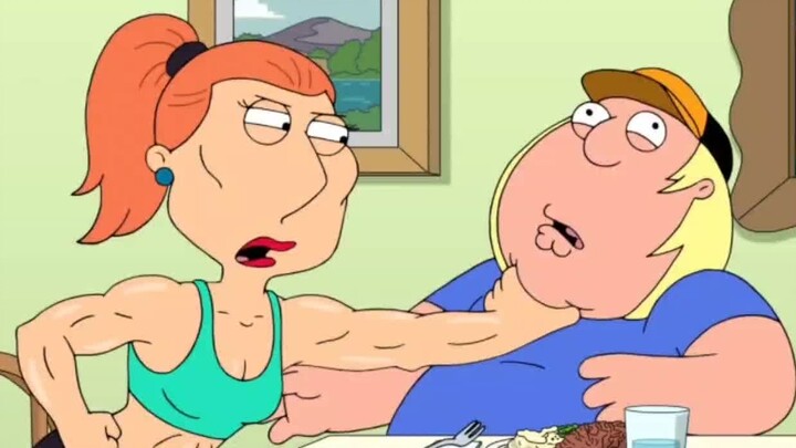 Family Guy : Pete memberi Lu Ma sepeda berputar, dan setelah latihan Lu Ma berubah menjadi wanita be