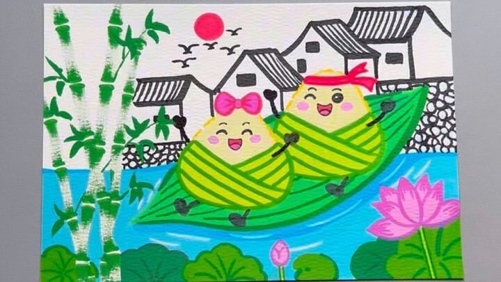 สอนทีละขั้นตอนใช้ปากกามาร์คเกอร์อะคริลิก วาดภาพธีมเทศกาลตวนอู่ให้เสร็จใน 1 นาที