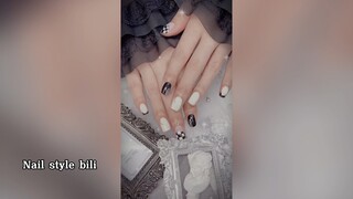 Bộ nail xinh màu đen trắng