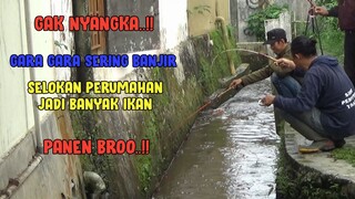 Mancing Di Selokan Perumahan yang Banyak Ikan Gara Gara Banjir!!