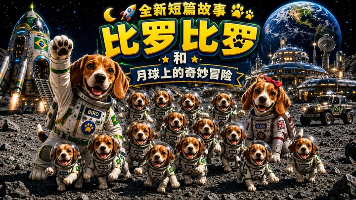 🌙🚀 全新短篇故事——《比罗比罗和月球上的奇妙冒险》🐶🐾