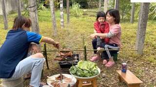 Ra vườn nướng thịt bò cuốn lá lốt, thịt gà, tôm Thái và lòng non với em trai 12