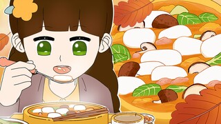 【FaFaNook Animation】Cooking rice cakes and stir-frying lettuce at home/Food animation eating show