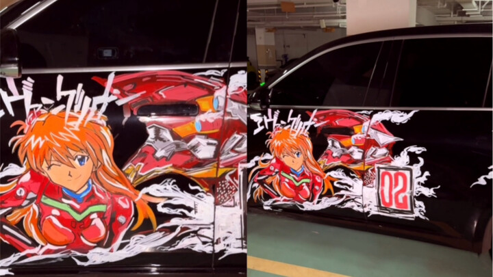 Save traffic: Draw Asuka and Unit 02 on the car