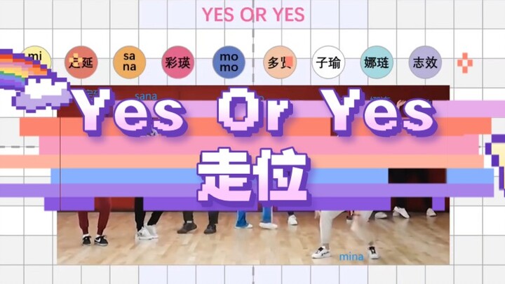 【TWICE 排舞训练走位】自制YES OR YES走位，一个很元气很活泼的舞，希望自己学走位和排舞训练的时候能轻松一些～