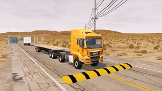 Flatbed Truck Mcqueen  _ Transportation with Truck - Pothole vs Car _473 - BeamN