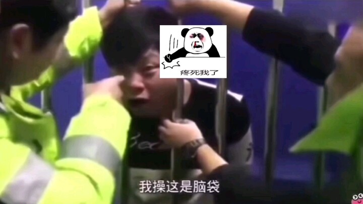 Drunk man stuck on the police station railing! Hilarious!