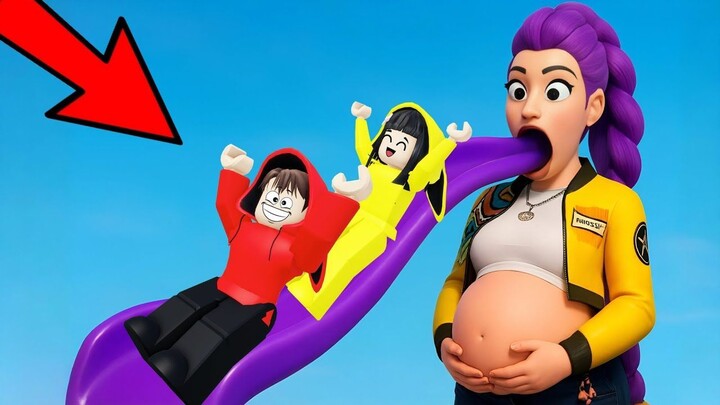 Yuta, Mio Dan Baby Celine Ikiti Tantangan Perosotan KPOP Demon Hunter  ROBLOX