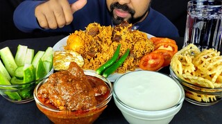 MUTTON BIRYANI, MUTTON CURRY, EGG POACH, Yogurt, Papad, Green Chili Salad ASMR MUKBANG | #LiveToEATT