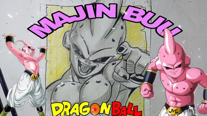 menggambar majin buu dari anime dragon ball