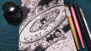 [Demon Slayer] Copying the Original Comics [Dip Pen]