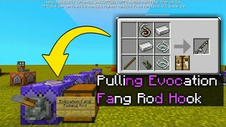 How to make a Pulling Evocation Fang Rod Hook in Minecraft Bedrock using Command Block Tricks