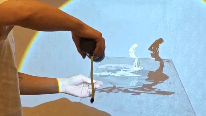 Four Calligraphy and Painting Works Created by Mixing a Bucket of Instant Noodles