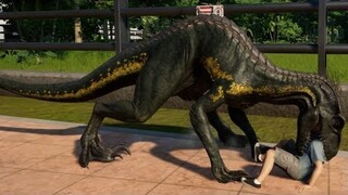 T-Rex & Indoraptor Breakout & Fight! Jurassic World Evolution (1080p 60FPS)
