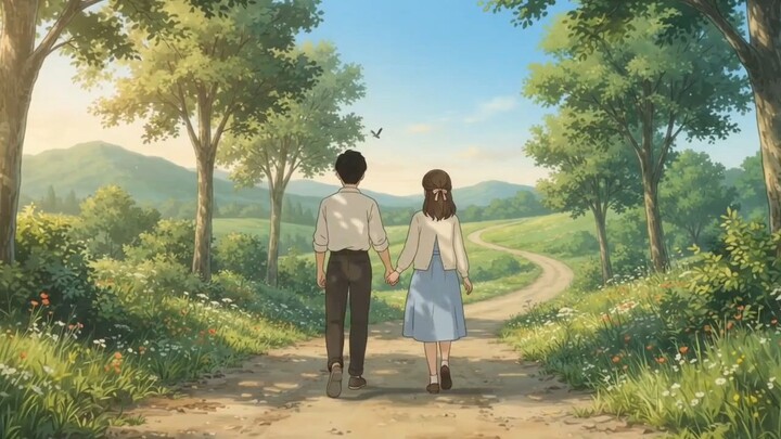 A peaceful countryside walk brings two hearts closer.