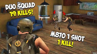 DUO SQUAD 19 KILLS: M870 1 SHOT 1 KILL (ROS GAMEPLAY)