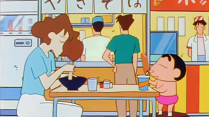 【Crayon Shin-chan Bahasa Jepang】: Jalan-jalan dengan Mama, Makan Ramen dan Hot Dog Besar di Rest Are