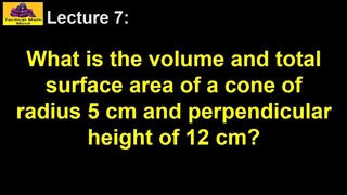 Volume and Surface Area of a Cone ||| Math Tutorials