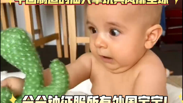 中国制造的仙人掌玩具风靡全球，分分钟征服所有外国宝宝！被吓哭的样子好搞笑…